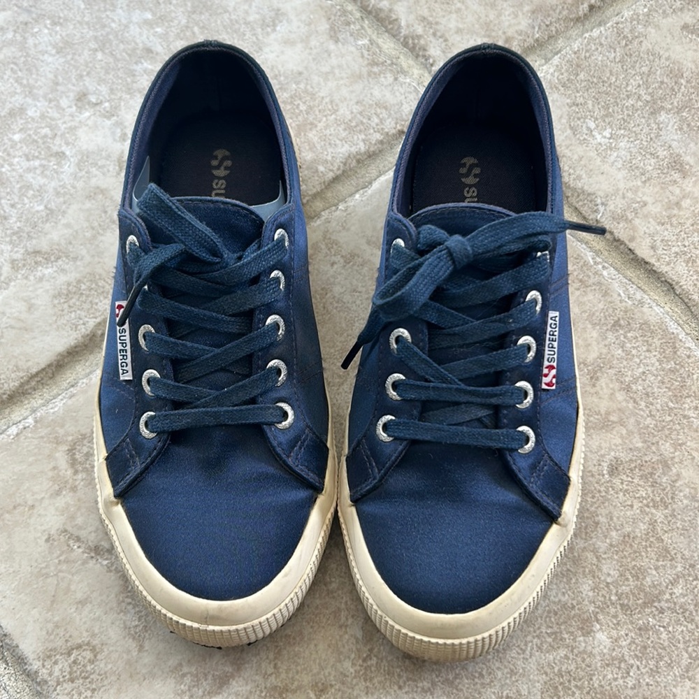 Superga Navy Satin Sneakers